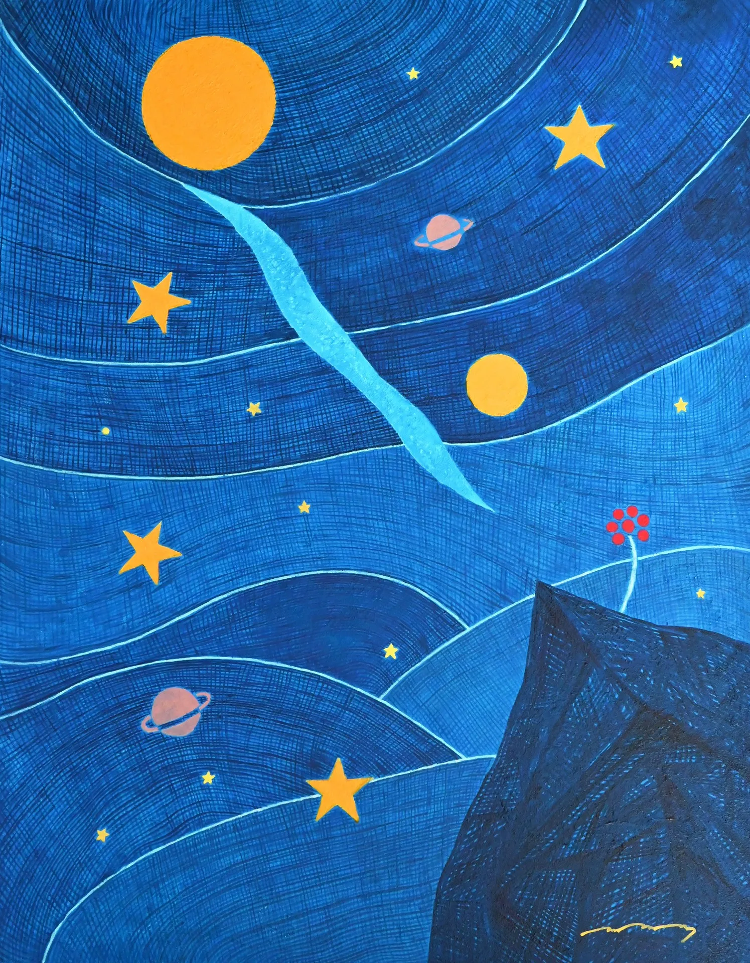 동경 _ 별과 행성의 밤, 116.8cm x 91cm, Oil on canvas, 2026