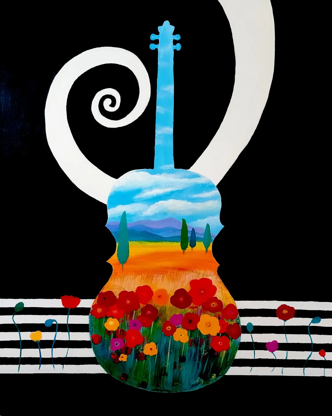 김미숙, 음악의 향기를 흩날리며, 100x72.7cm, Acrylic on canvas, 2026