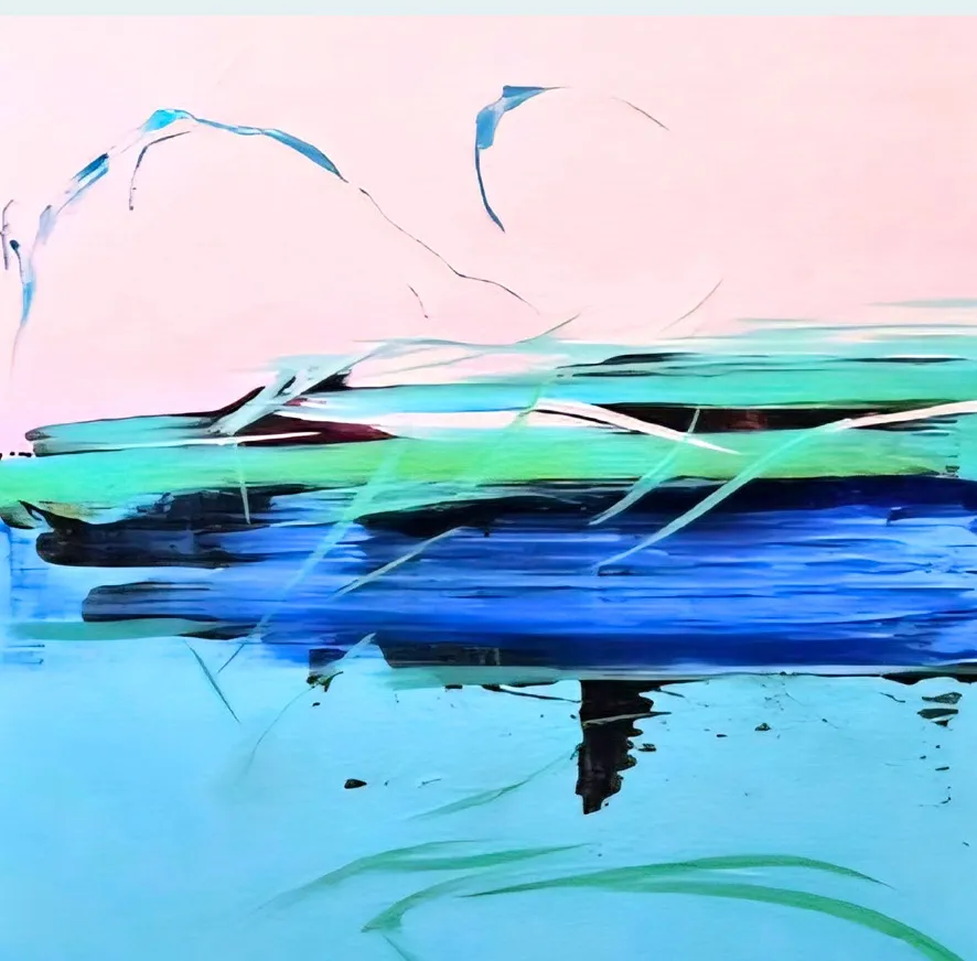 변성연, 물결 너머의 기억, 72.7x90.9cm, Acylc and mixed media on canvas