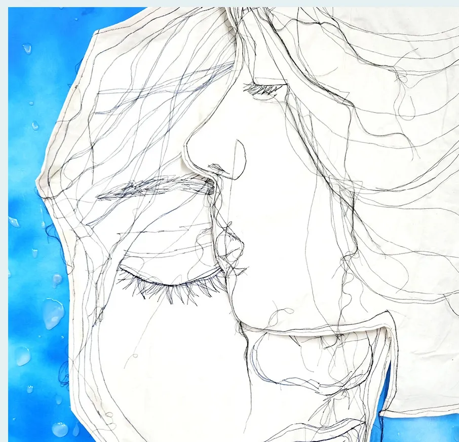 서종미, 공존의 얼굴, 117x91cm, Thread drawing fabric